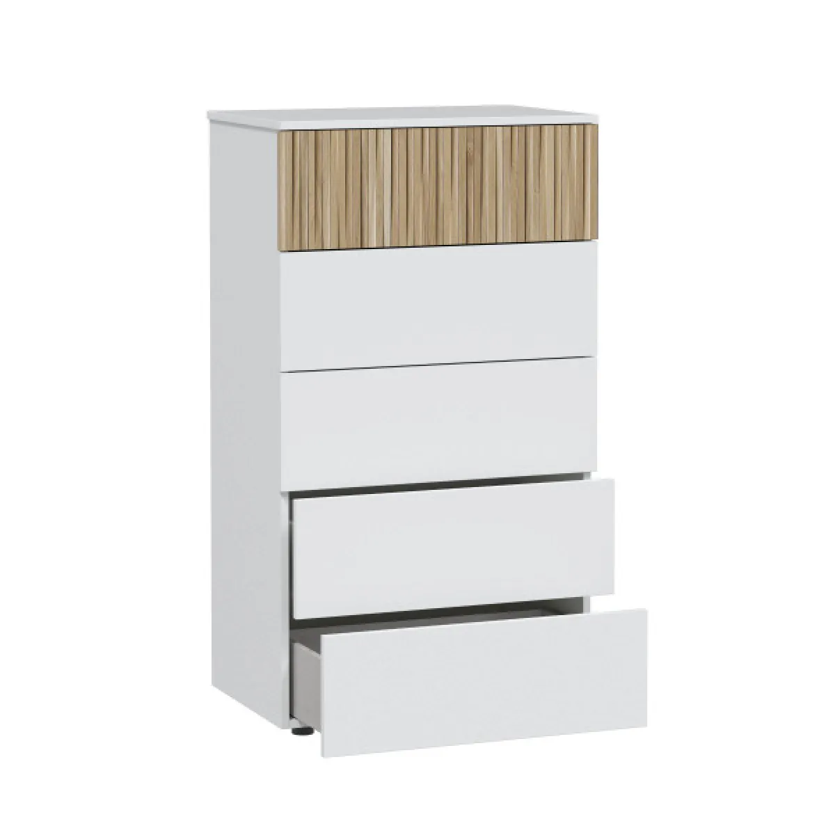 Dansmamaison Commode 5 tiroirs - Blanc/Bois clair