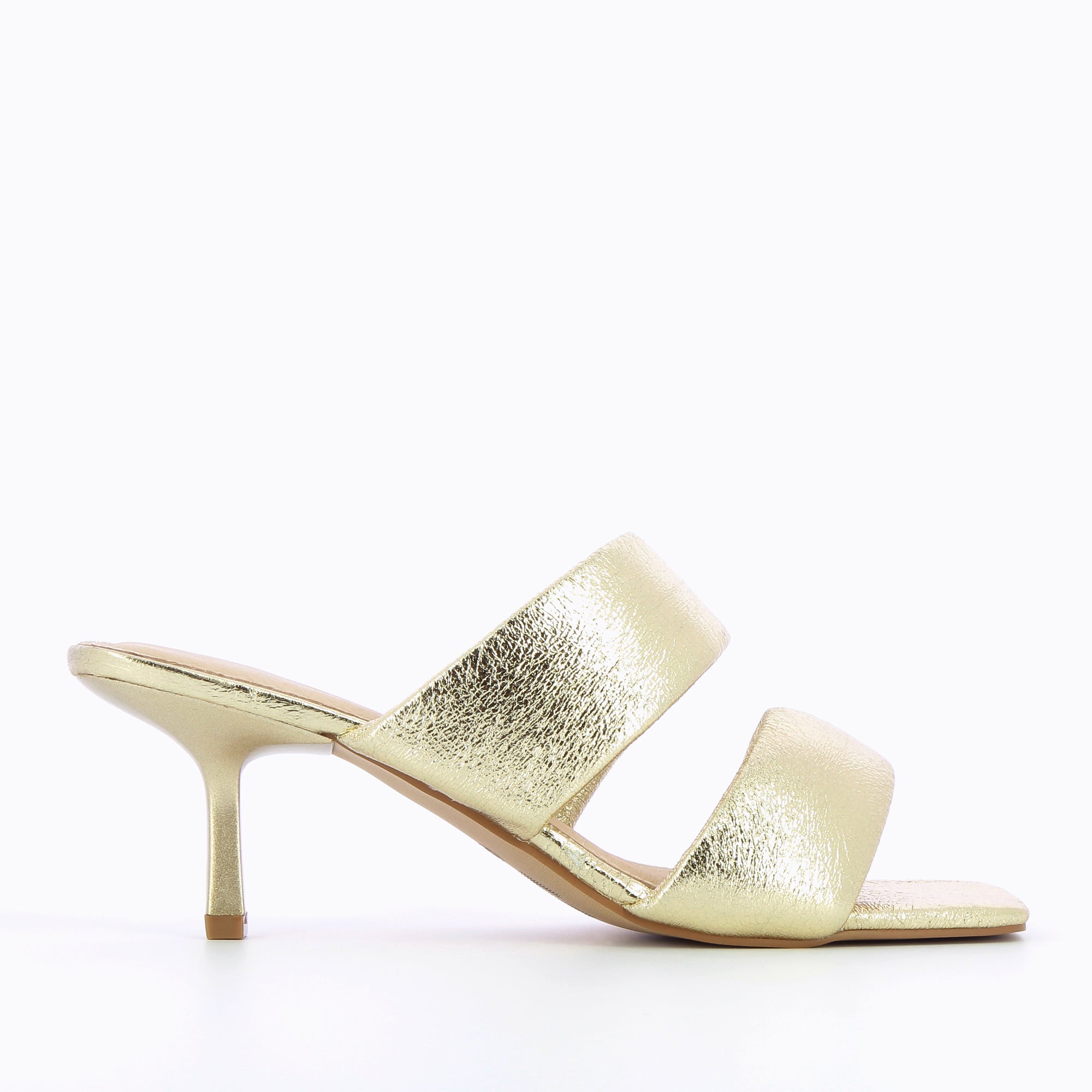 Sandales à talon, Compensées-Mules Elia or à brides rembourrées