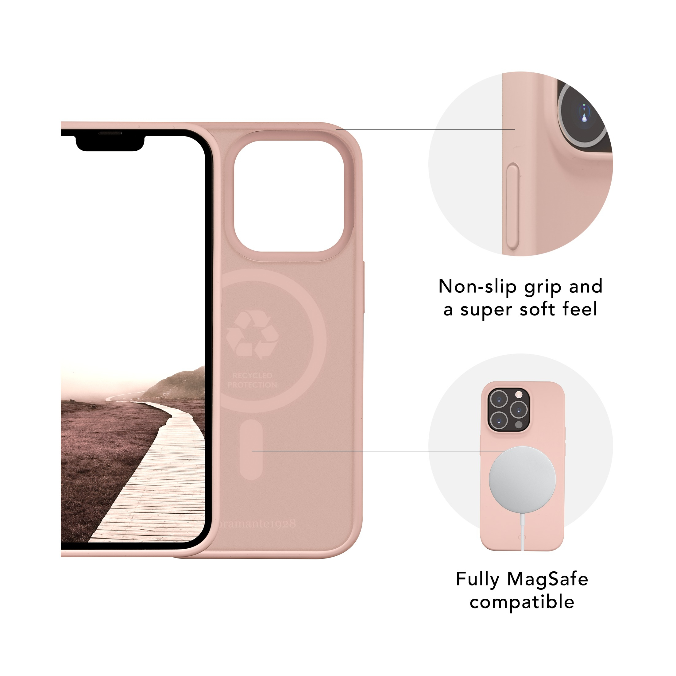 iPhone 14 Pro Max MagSafe Silikon Case Hülle Monaco Recycled (MO67PISA1650) - Pink Sand