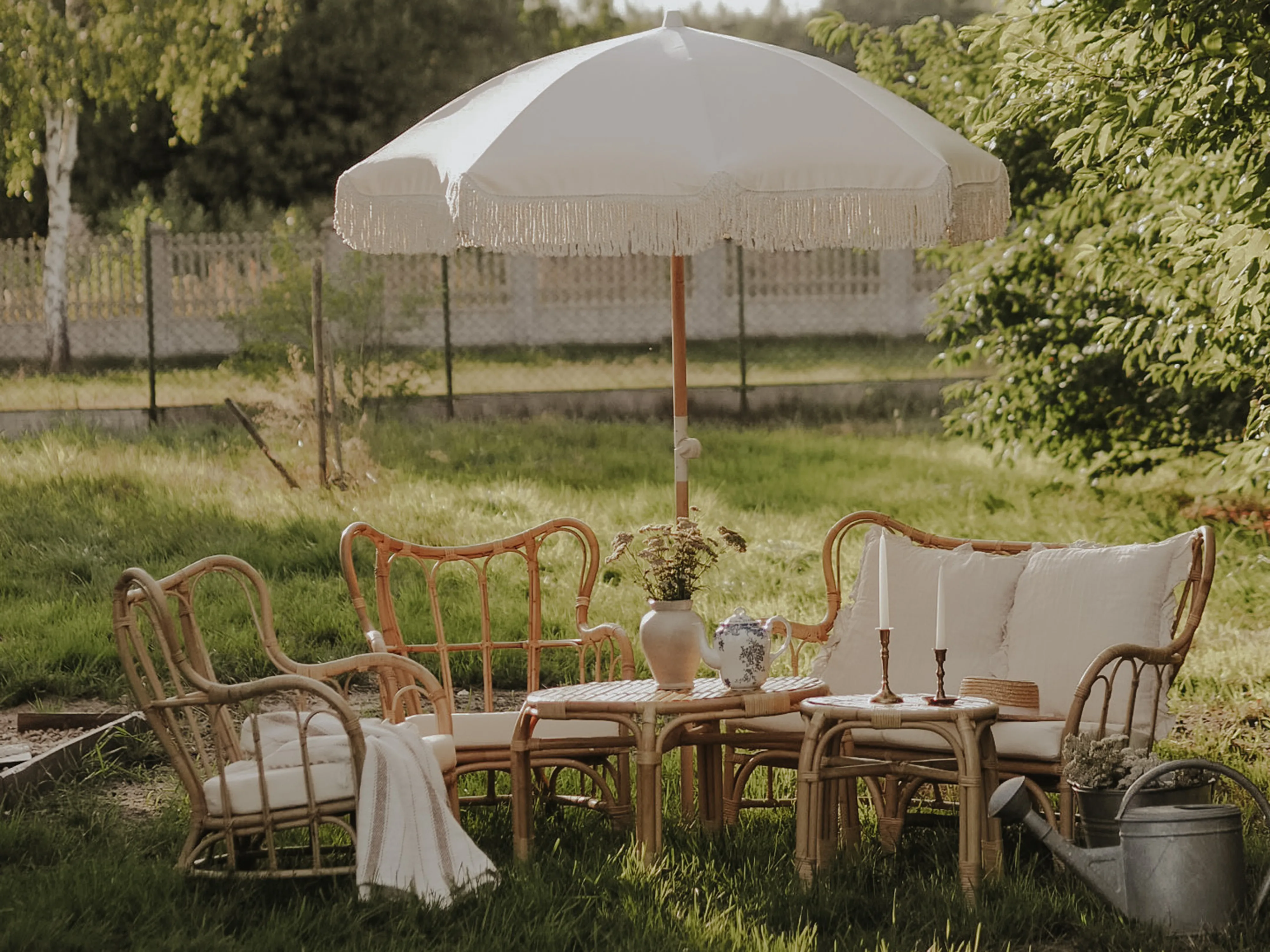 Loungeset met tafel 4-zits BRINDISI Rotan Natuurlijk