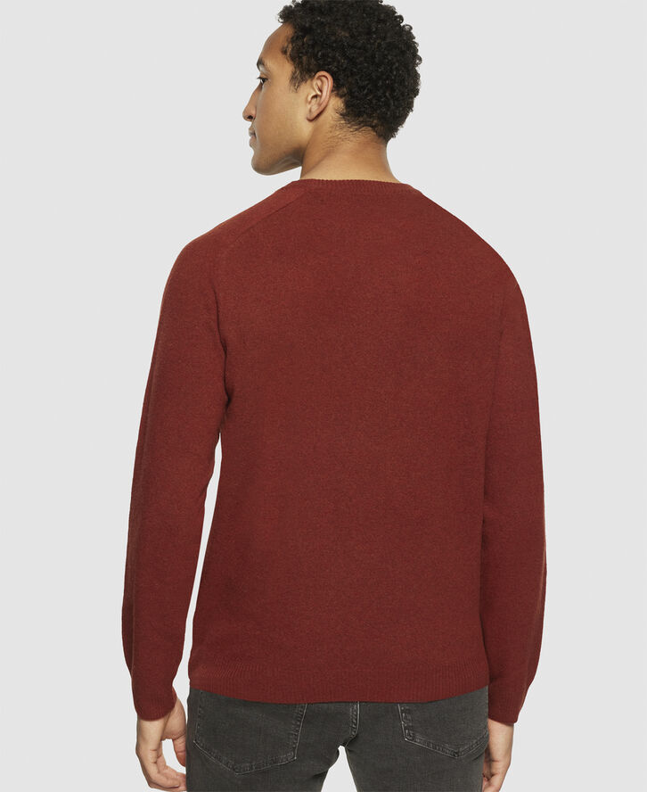 Knowledge Cotton Apparel O-neck wool knit - RWS Fired brick