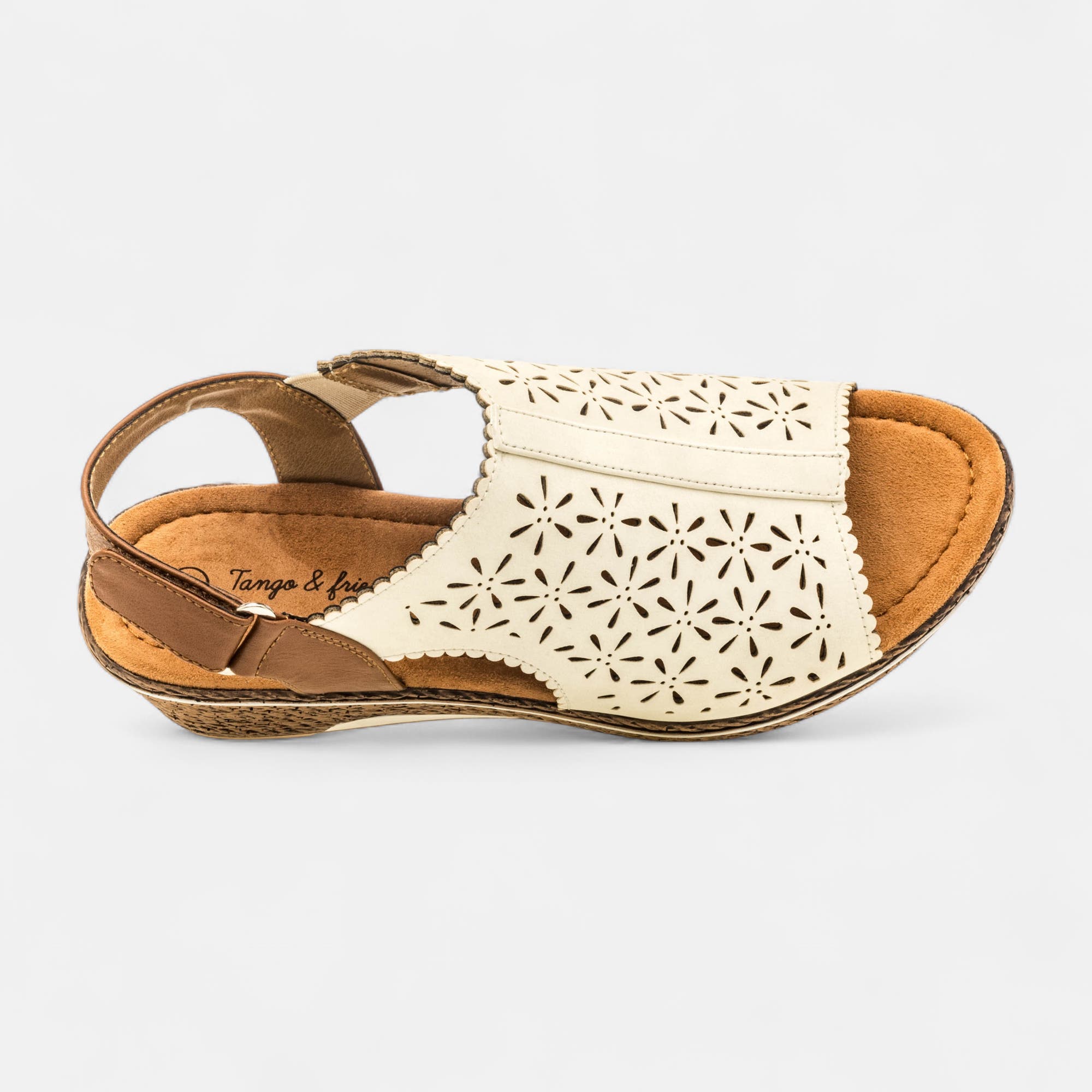 Nu-pieds à talon compensé Femme beige