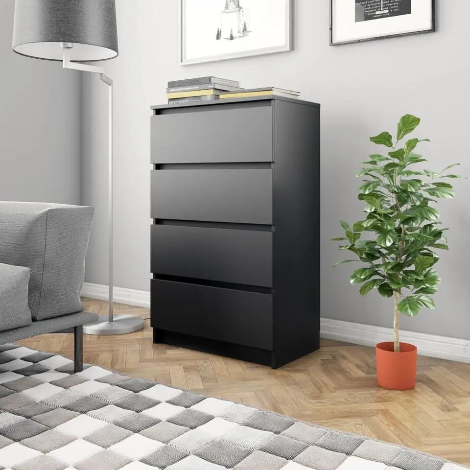 vidaXL - Dressoir - Zwart - Bewerkt hout