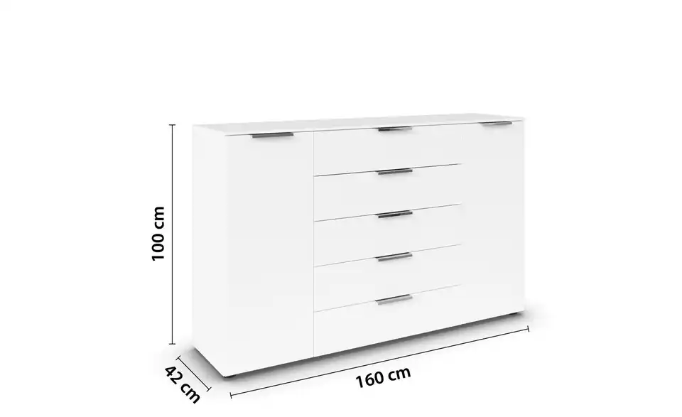 Sideboard Weiß Front: Dekor, Oberboden: Dekor 160 cm verchromt