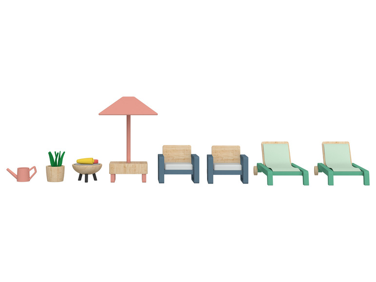 Houten poppenhuis-accessoires