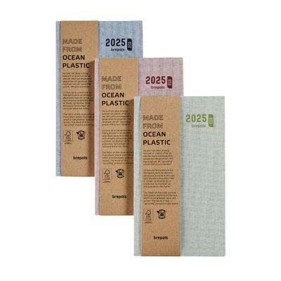 Agenda de poche Interplan Toile Ocean - 1 semaine sur 2 pages - 9 x 16 cm - disponible dans différentes couleurs - Brepols