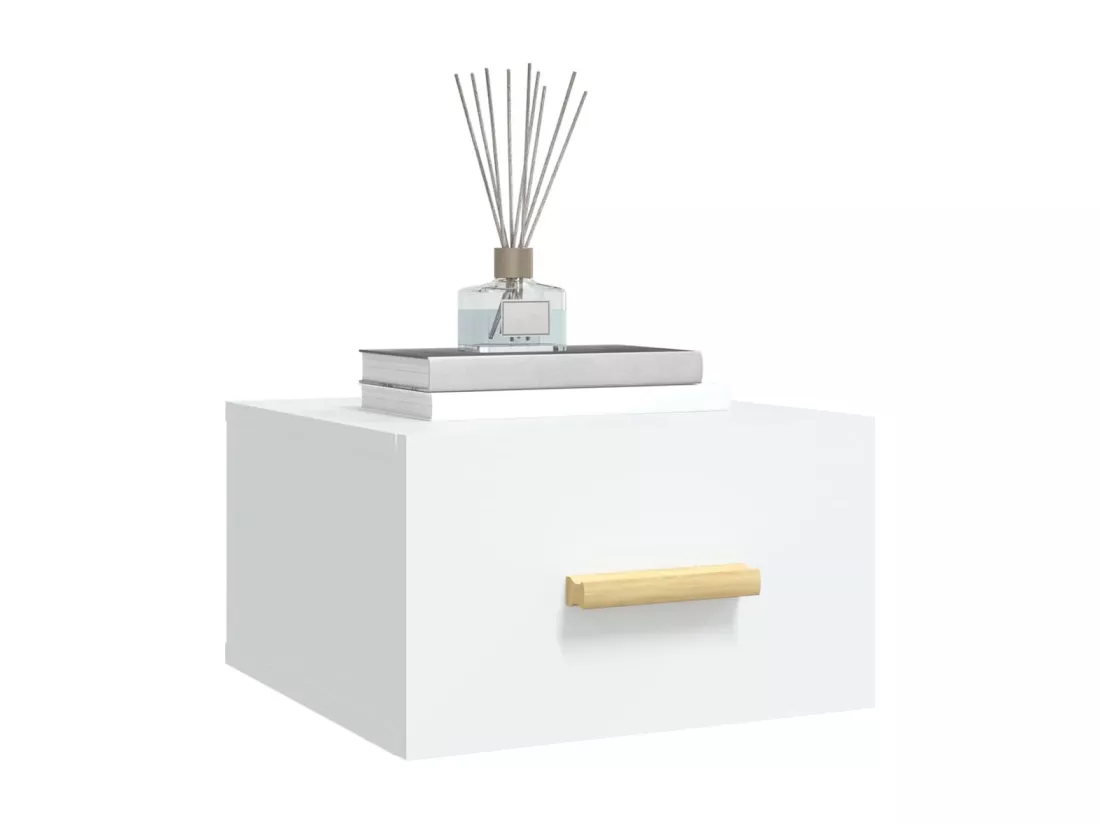 Table de chevet murale blanc 35x35x20 cm