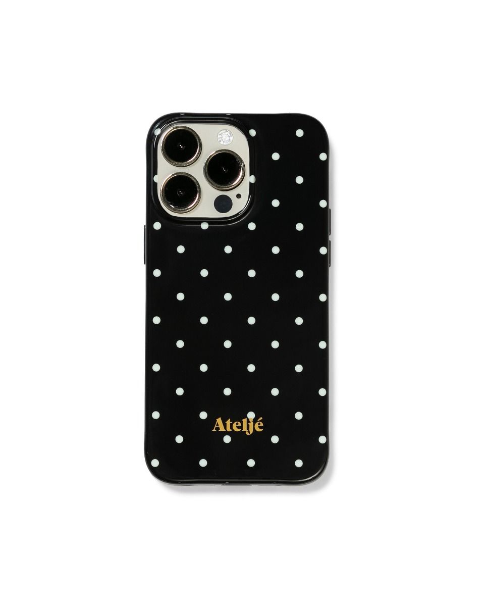 Ateljé Black Polkadot recycled iPhone Case