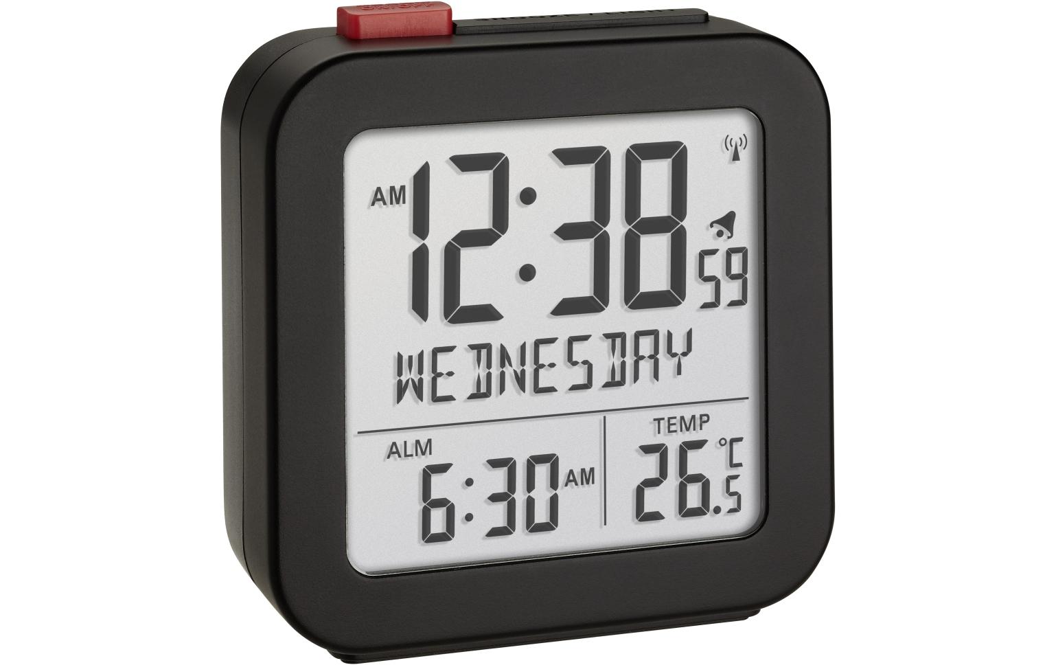 Funkwecker SchwarzDigitale Uhr mit Alarm mit Snooze-Funktion