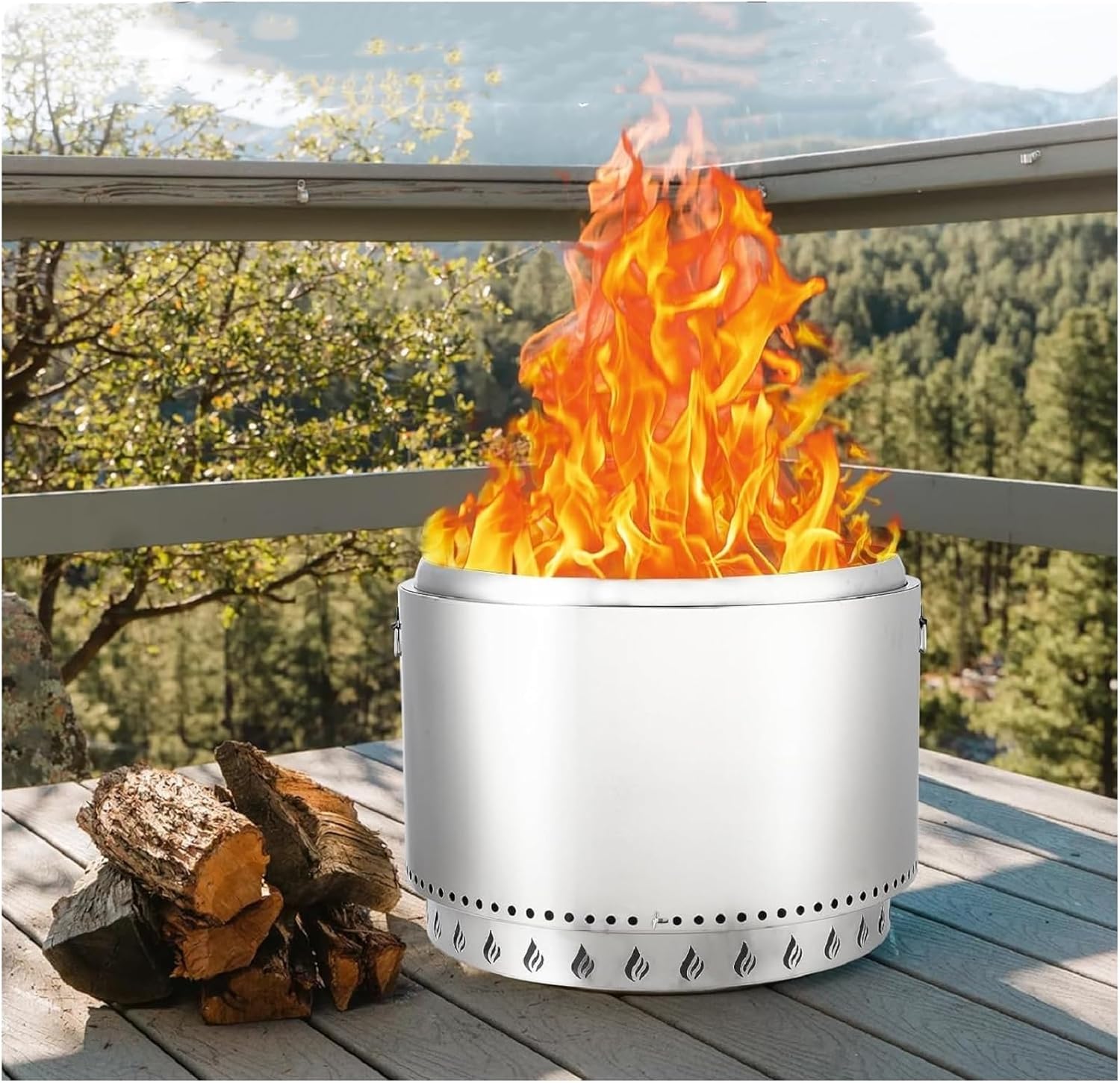 Stove Bonfire 2.0, 41.5 cm rauchfreie Feuerstelle, 360° Luftstrom & Abnehmbare Aschekanne, Edelstahl Holzkamin Tragbare Feuerstelle im Freien, für 3-5 Personen, 7,7 kg