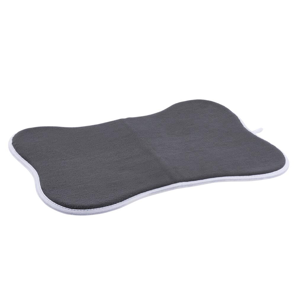 Tapis repose gamelle antidérapant gris 50x35cm