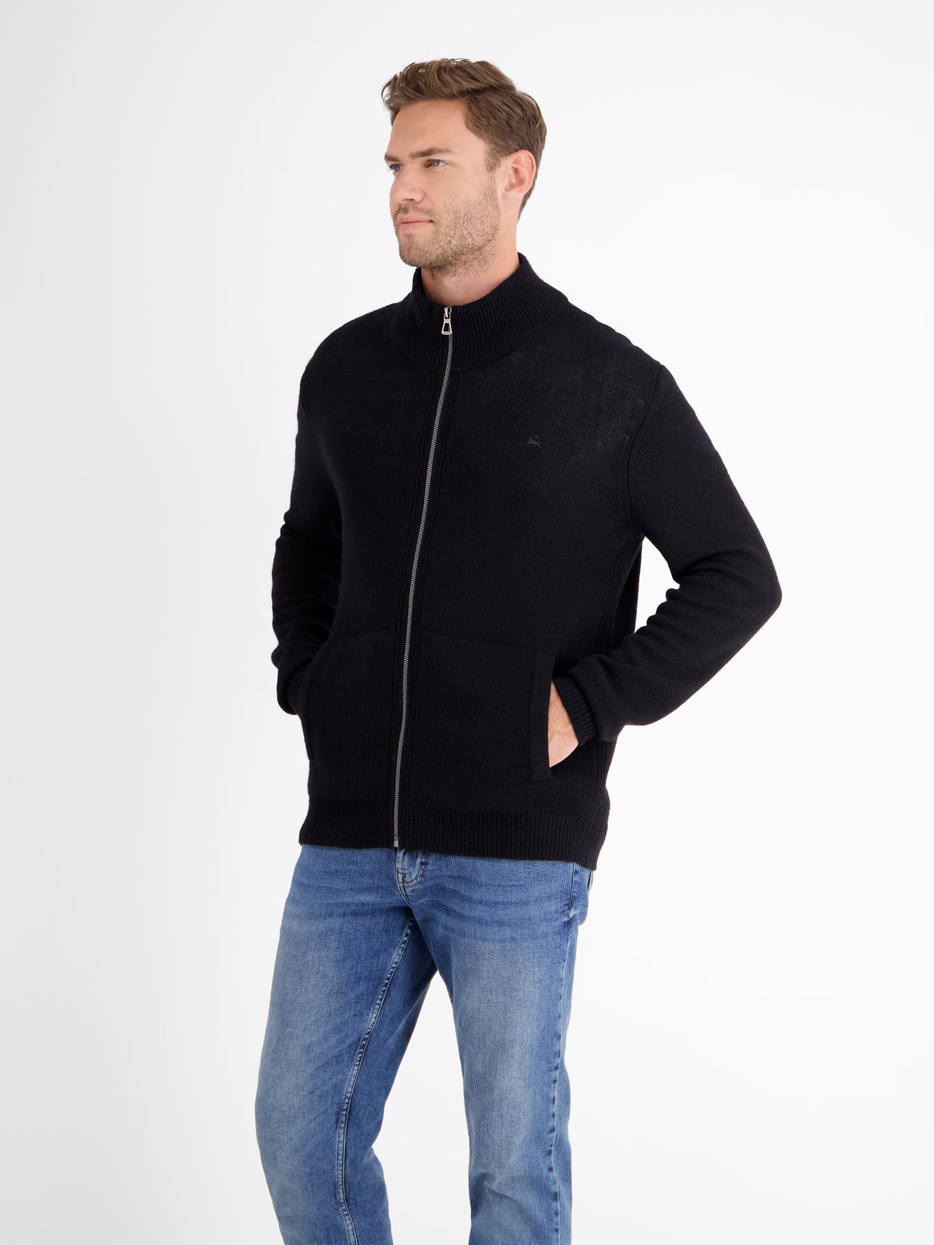 Schurwoll-Strickjacke mit Kaschmiranteil