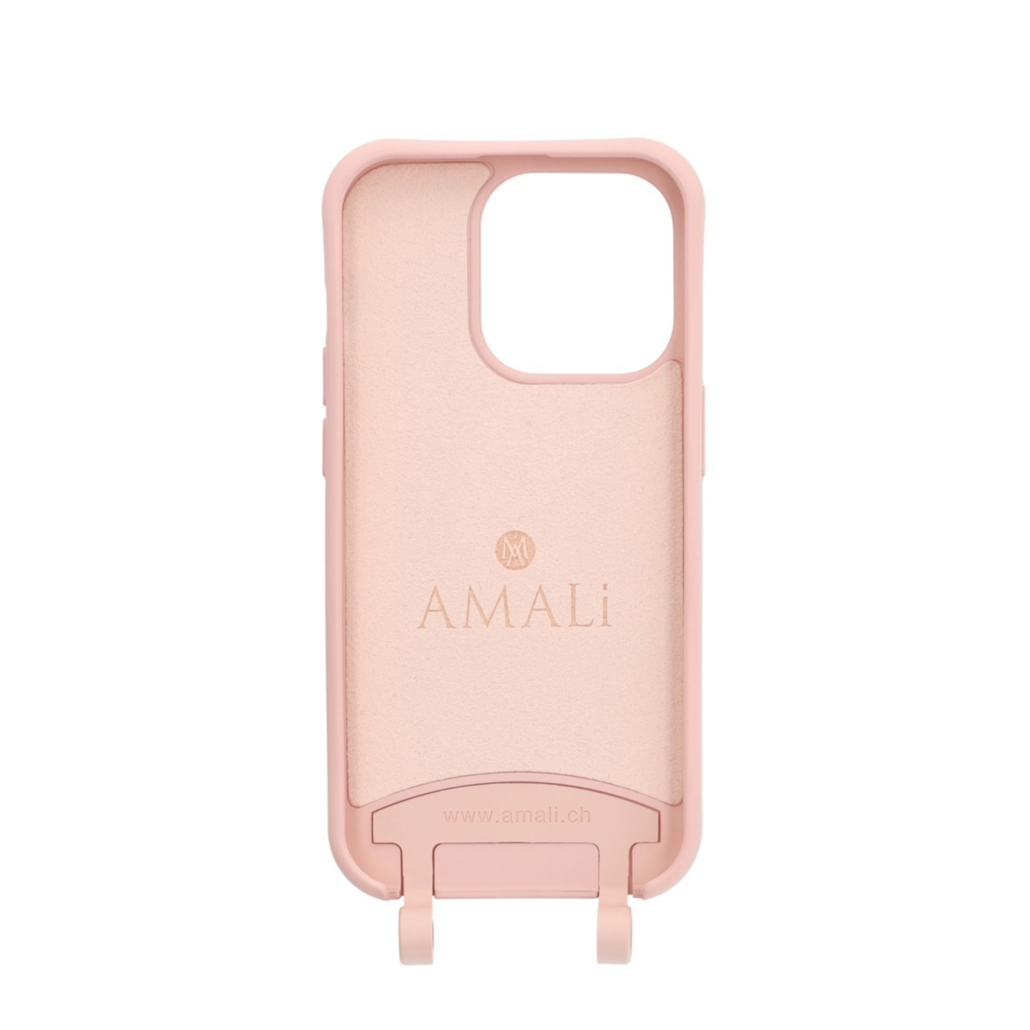 iPhone 14 Pro Handy Hülle Elegantes Case mit abnehmbarem Necklace Adapter - Pink / Silver