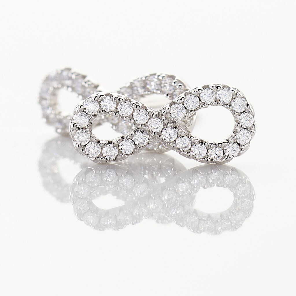 Boucles D'oreilles Puces Clélia Argent Blanc Oxyde De Zirconium