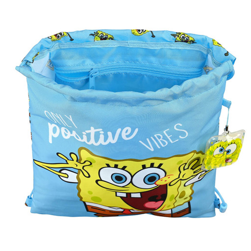 Saco de dormir Safta SpongeBob Positive Vibes Junior, plano, 260x340 mm, azul claro/amarelo