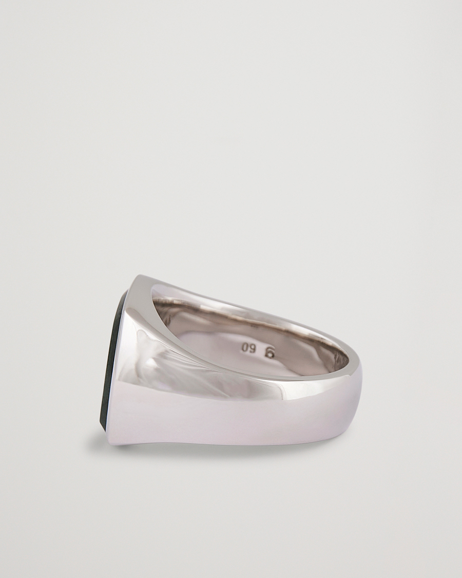 Tom Wood Cushion Green Marble Ring Silver