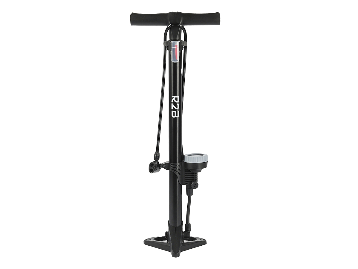 R2B fietspomp met drukmeter - dubbele ventielkop