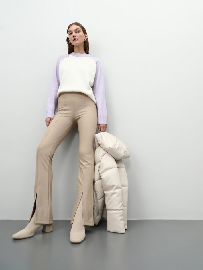 Legging com abertura - Bege claro