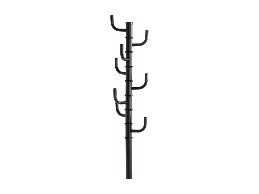 Porte-manteau avec 8 crochets en métal coloris noir - diamètre 29 x hauteur 170 cm