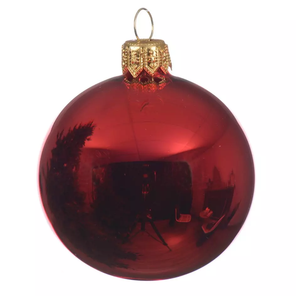 Lot de 6 boules de Noël en verre (D80 mm) Arctique brillantes Rouge