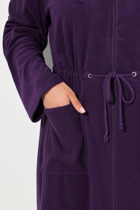 Bademantel, 2-Wege-Zipper, Kapuze, Frottee