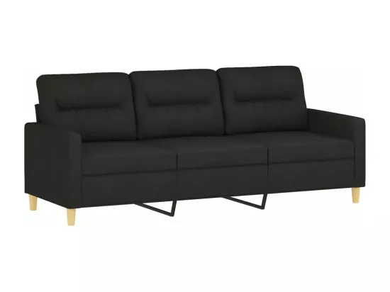 Ensemble de canapés 3 pièces avec coussins Noir Tissu