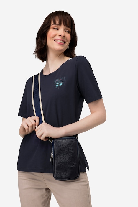 T-Shirt, U-Boot-Ausschnitt mit seitlichen Einsätzen, Halbarm