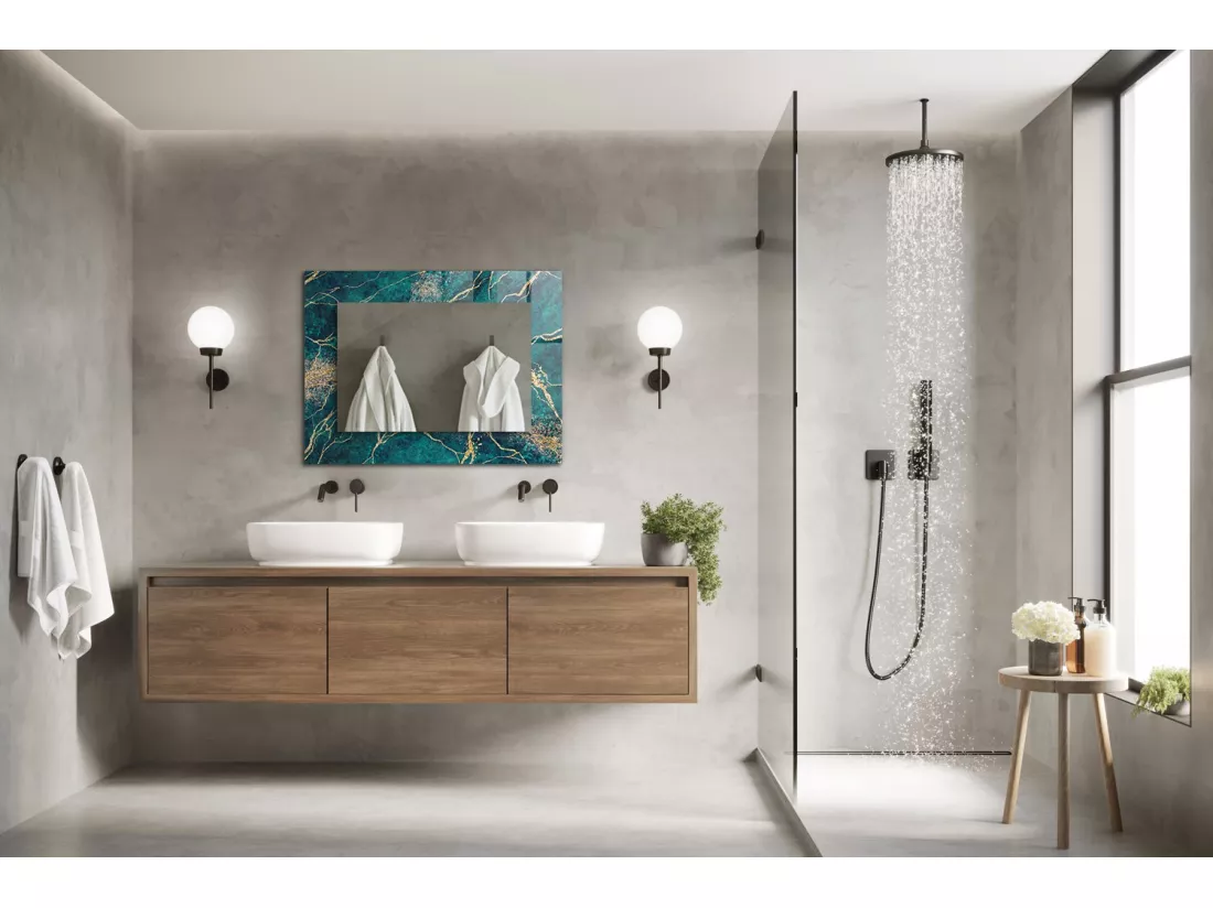 Miroir décoratif avec cadre Marbre vert 80 x 60 cm