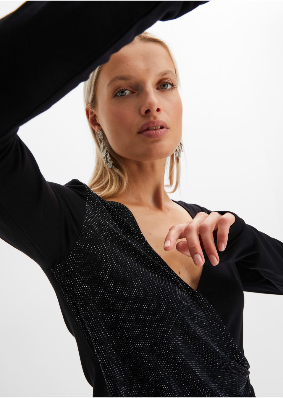 T-shirt manches longues à effet brillant en viscose durable