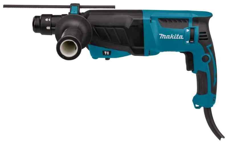 Makita HR2630TX12 230 V Combihamer met verwisselbare boorkop, in koffer, 17-delige boor- en beitelset in aluminium koffer