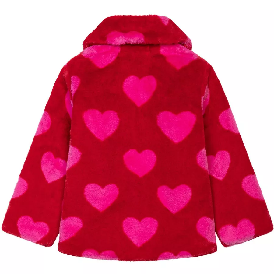 MINOTI Pelzjacke mit Herzprint RotRosa