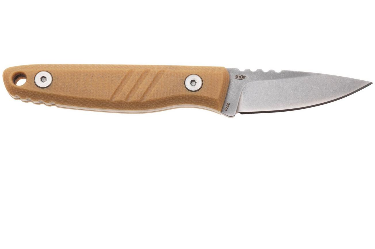 Böker Plus Five Point Nine 02BP0008 Stonewashed 440C, Brown Micarta, vaststaand mes
