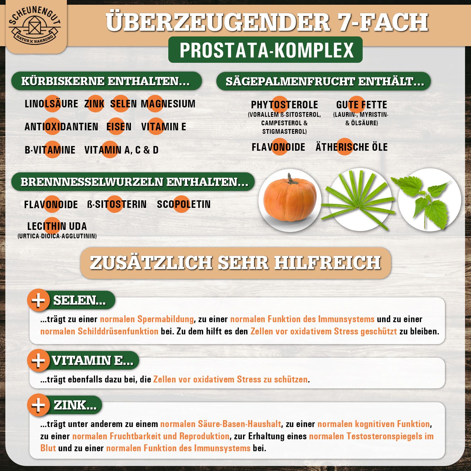Scheunengut® PROSTA INTENSO | Prostata Kapseln mit Kürbiskern, Sägepalme, Selen uvm.