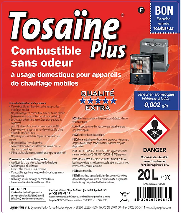 Combustible liquide pour poêle à pétrole Tosaïne Plus 20L