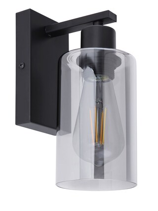 HADERA Wandlampe grau, schwarz 15465W, H/T: 23 x 10 cm, Glas, Metall