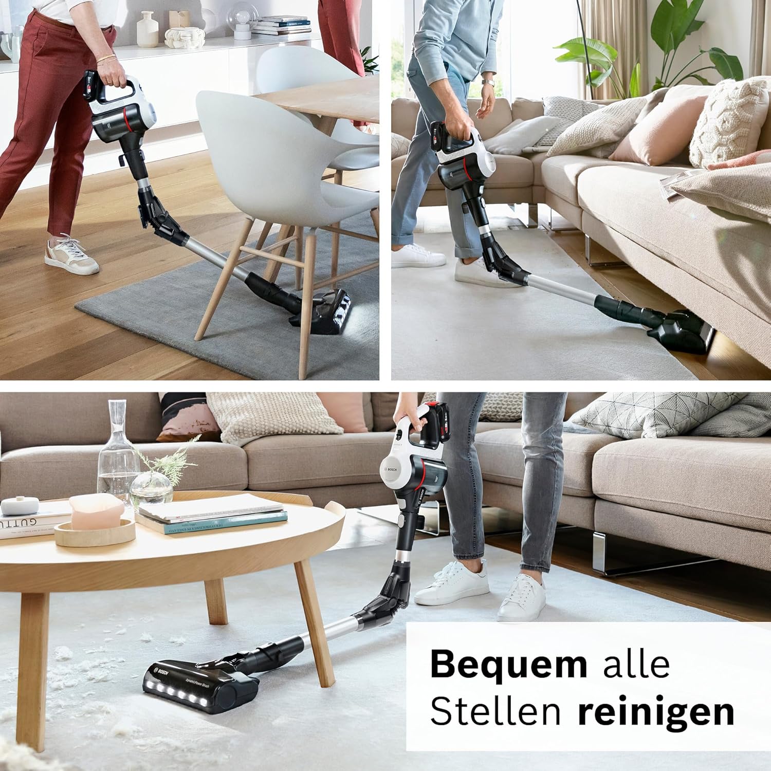 Bosch Akku-Staubsauger Unlimited 7 BKS711MTB, kabelloser Handstaubsauger, beutellos, Wechselakku, Knickrohr, Hygiene-Filter, 10 Jahre Motorgarantie, Mini-Turbo-Düse, LED-Beleuchtung, Turbostufe, weiß
