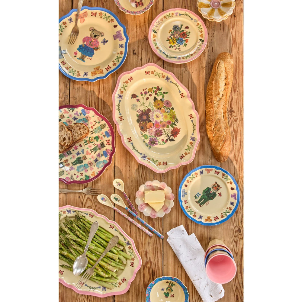 Køb Rice Nathalie Lété Theme Blue Melamine Vintage Middagstallerken
