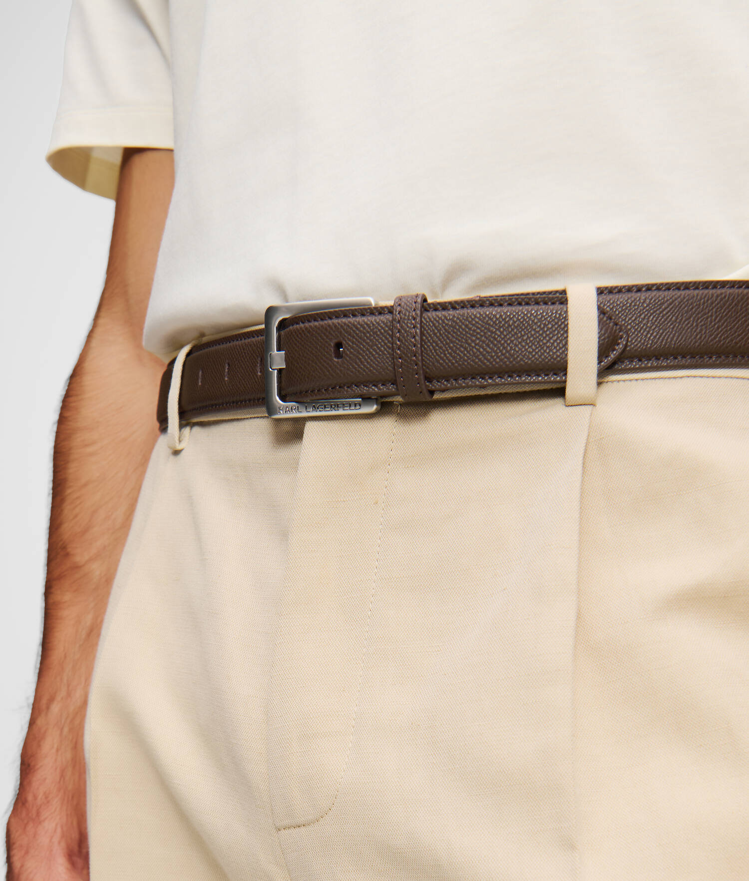 CEINTURE EN CUIR K/ESSENTIAL - MARRON