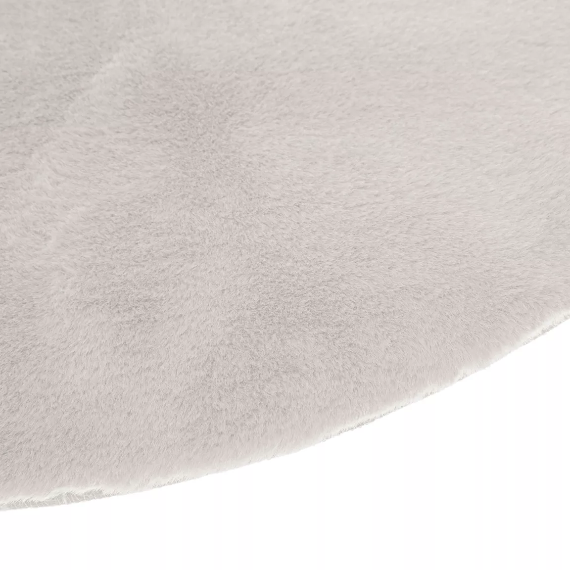 Tapis rond fausse fourrure (80 cm) Jona Ivoire