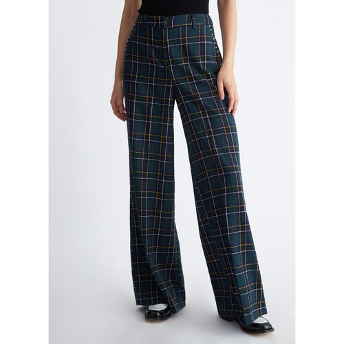 Liu Jo - Pantalón palazzo de cuadros Verde