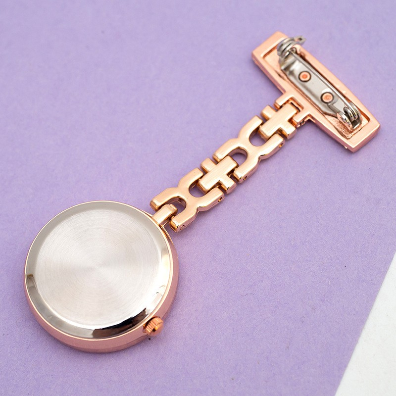 Analoge Quartz Krankenschwester Uhr Ansteckuhr mit Sicherheitsnadel - Roségold