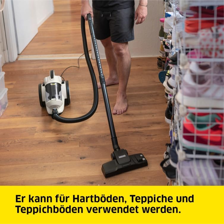 Kärcher Staubsauger VC 3 (beutellos, transparenter und auswaschbarer Schmutzbehälter, Komfortausstattung, hocheffizienter Hepa-Filter, filtert allergieauslösende Partikel, 700 Watt)