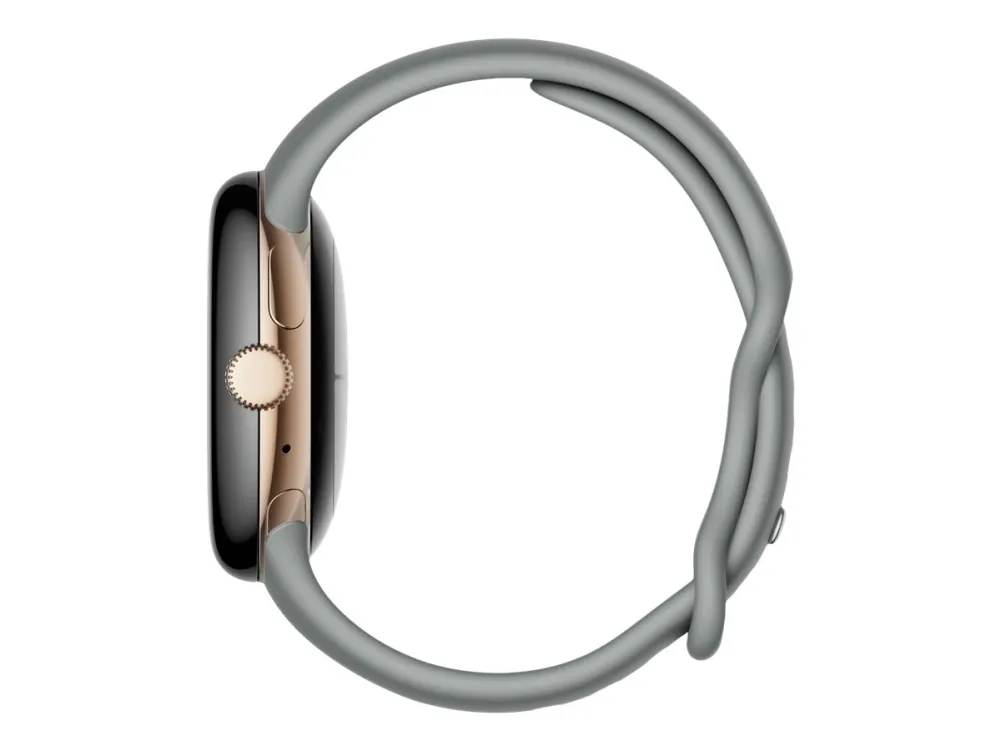 Google Pixel Watch - Champagne-guld - smart ur med bånd - fluoroelastomer - nøddebrun - båndstørrelse: L - 32 GB - Wi-Fi, NFC, Bluetooth - 4G - 36 g