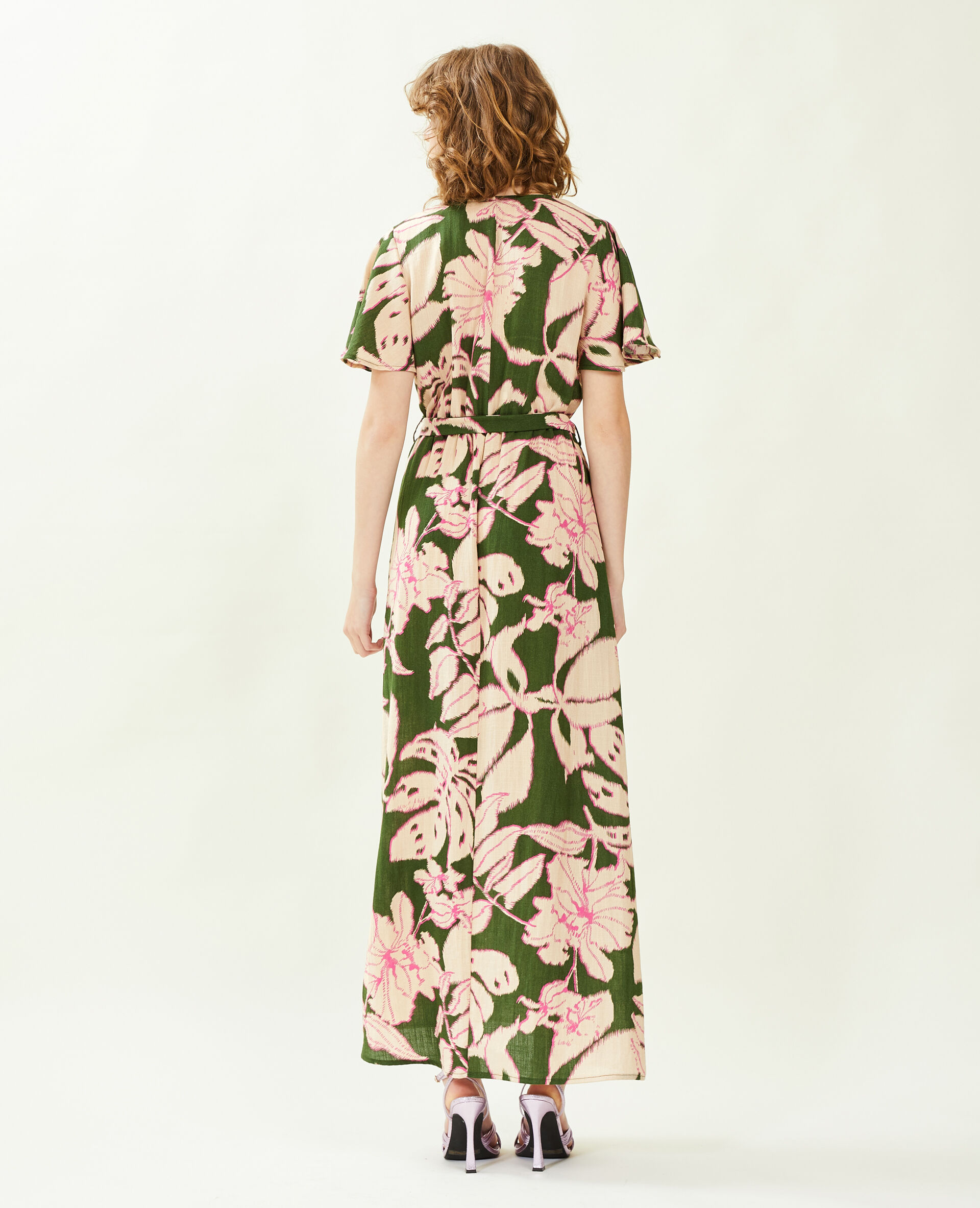 Robe longue encolure croisée - Vert