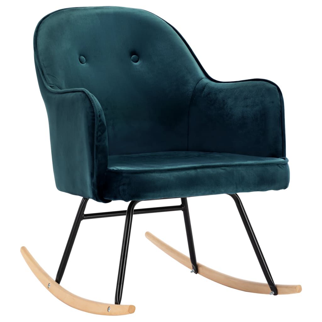vidaXL Schommelstoel Blauw Bekleed met Fluweel