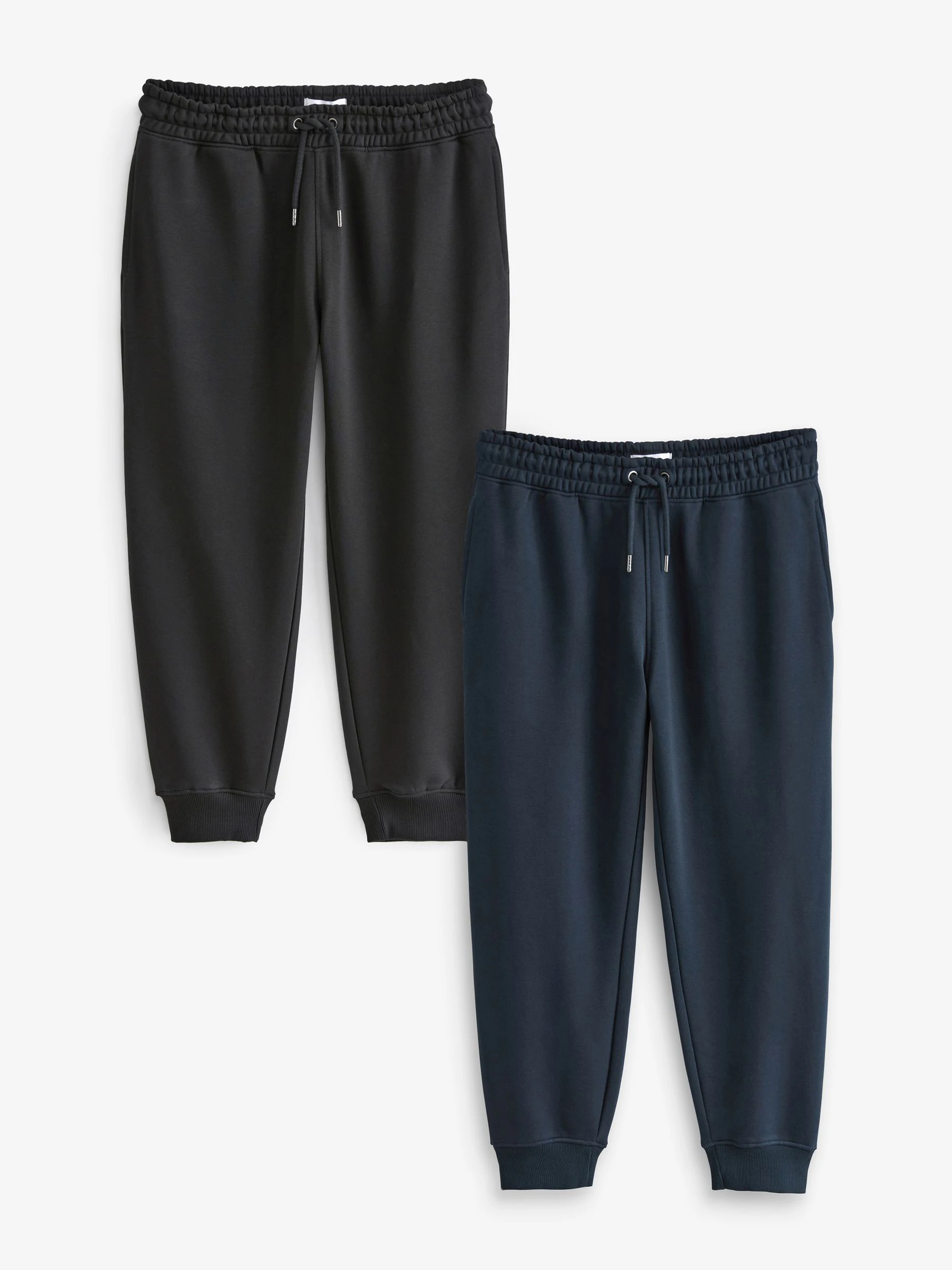 Zwart/marineblauw - Verpakking van 2 slim-fit jersey joggingbroeken met hoog katoengehalte