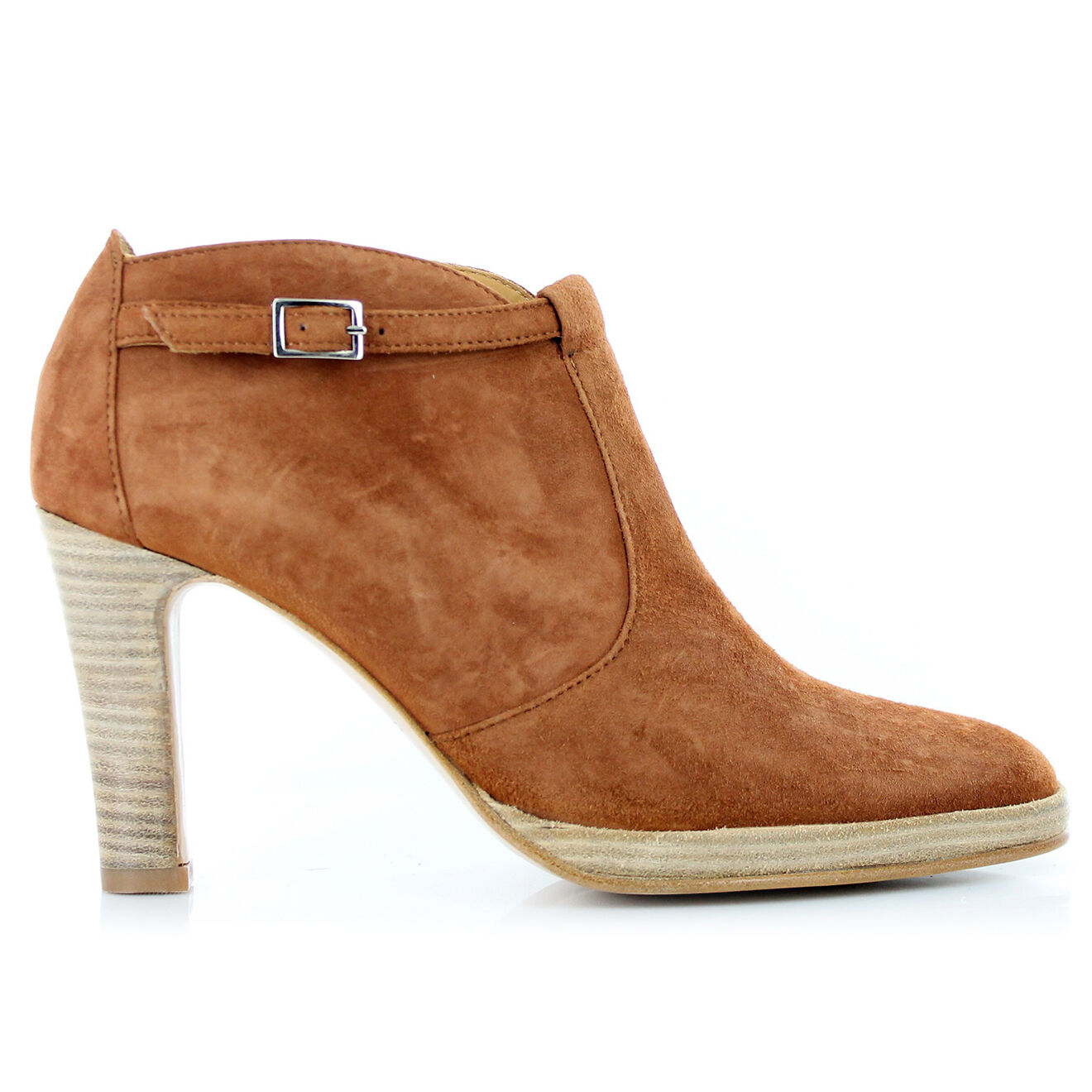Atelier voisin Bottines en Velours de Cuir Perdris camel - Talon 5 cm