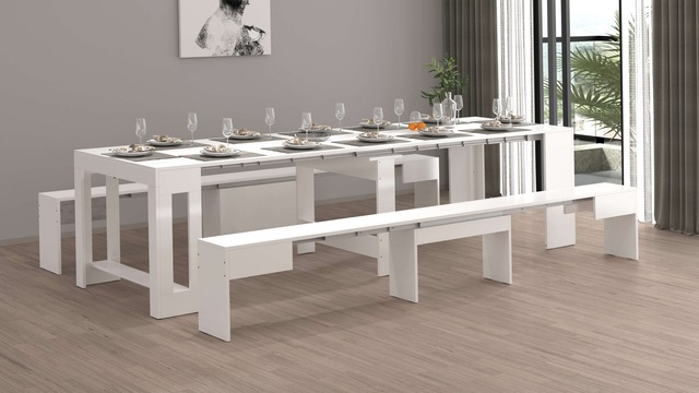 INOSIGN Sitzgruppe »Praktika« Spar-Set, Set beinhaltet 2 Bänke, 2 Stk. tlg. Je Bank ausziehbar bis 290 cm