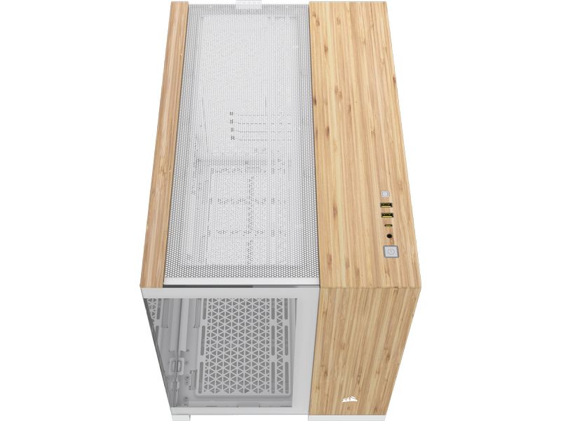 Corsair PC-Gehäuse 2500X Weiss/Bambus Mid-Tower PC-Case mit Zwei-Kammer-Design und herausragendem Luftstrom
