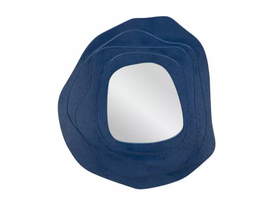 Miroir Mural Bleu aux Formes Sinuées - Design Moderne et Créatif - 90x4x97 cm
